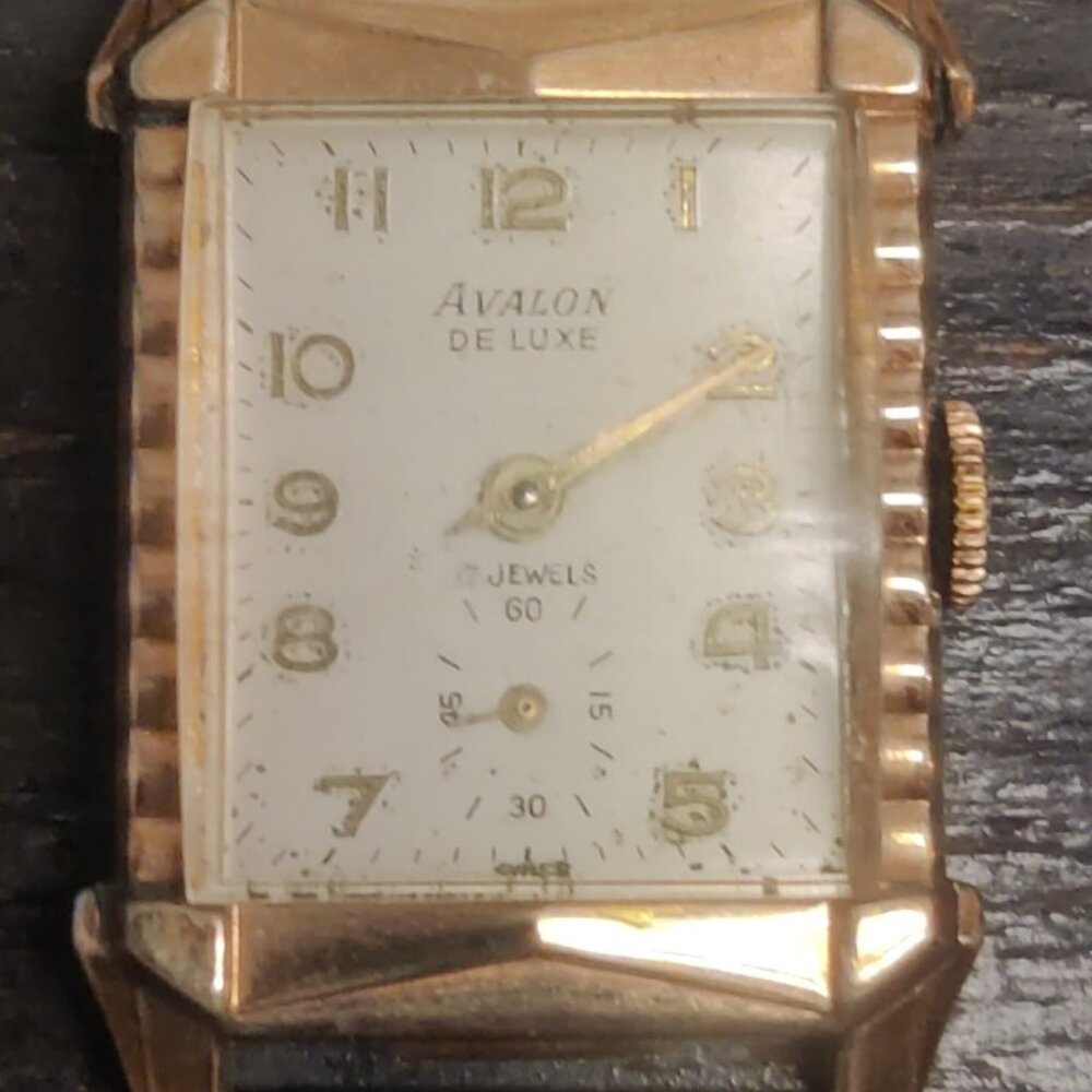 Avalon art deco mechanical watch domed steel milanese strap 10k rgp 22x38mm runs